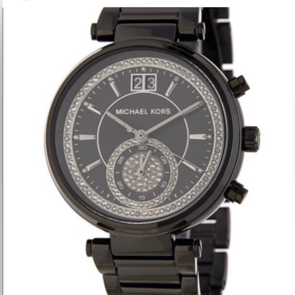 Michael Kors Black Mk Sawyer "Special Edition" Black-tone Glitz Watch